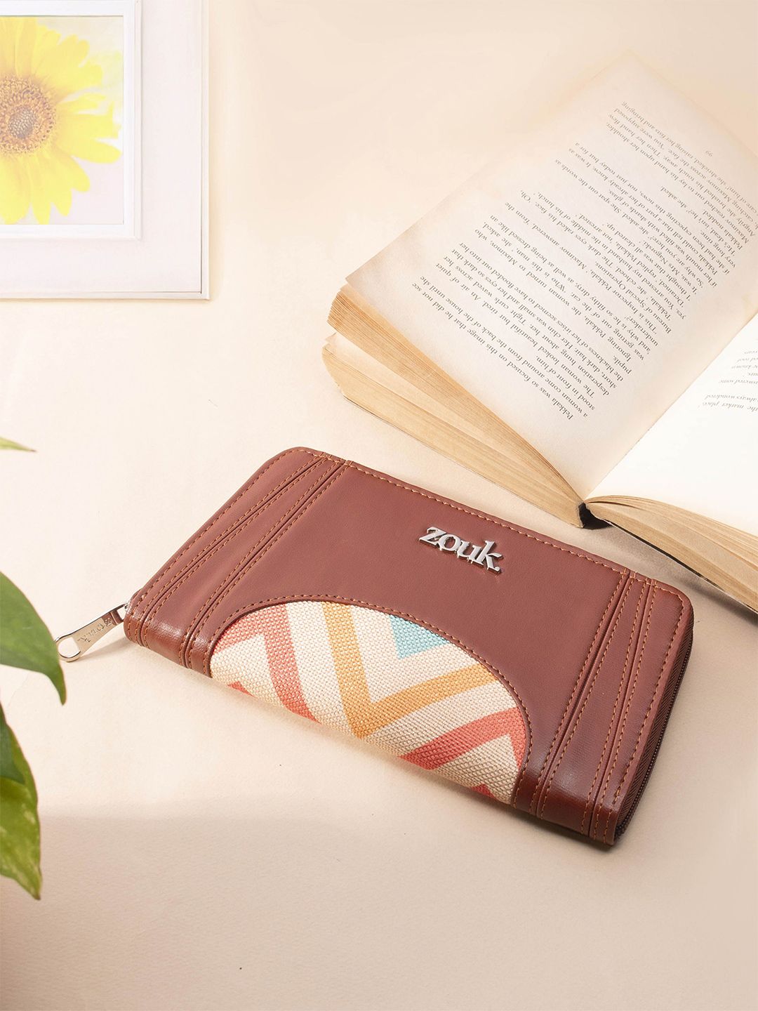 Buy ZOUK Women Geometric Printed Leather Zip Around Wallet -  - Accessories for Women