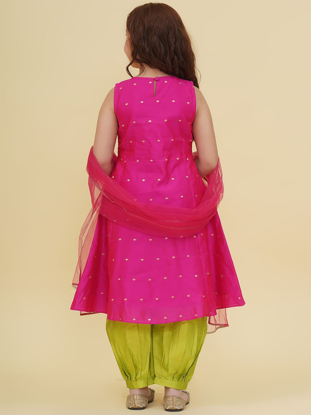 Girls Floral Embroidered Sequinned Kurta With Salwar & Dupatta 6
