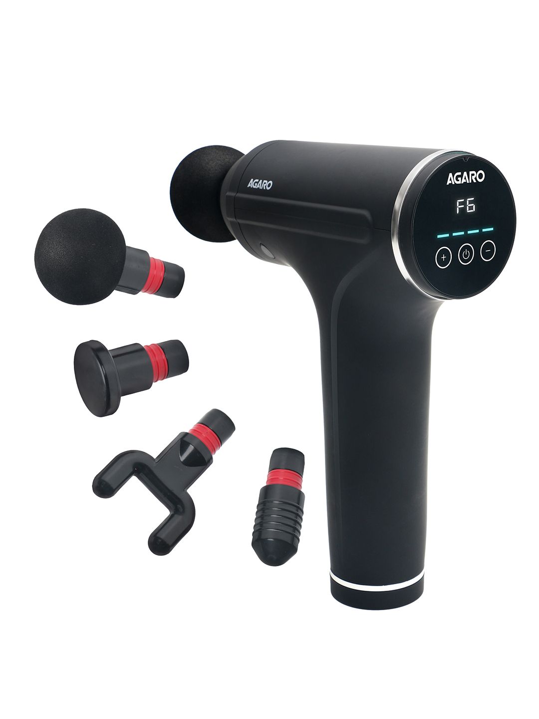 Agaro Galaxy Gun Massager with 4 Heads & 6 Speed Settings - Black