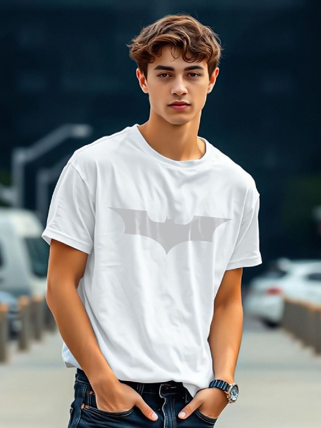TOGS & TERRE Men Graphic Printed Round Neck Cotton Oversized T-shirt