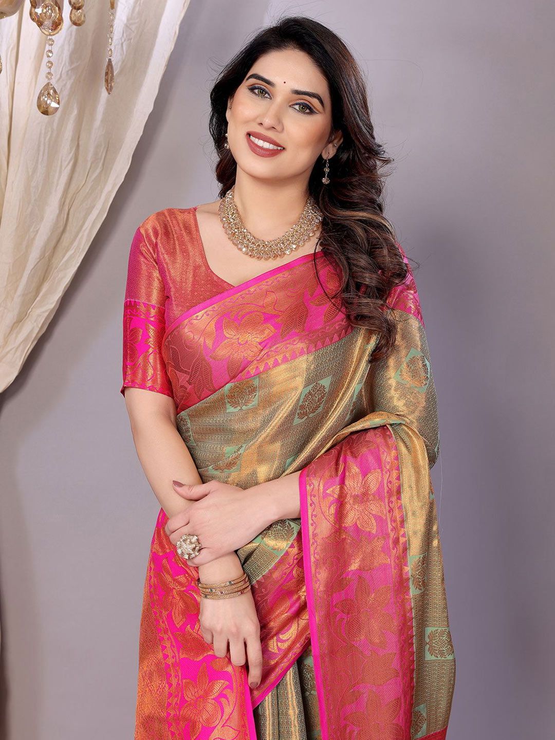 awesome  Woven Design Zari Kanjeevaram Saree