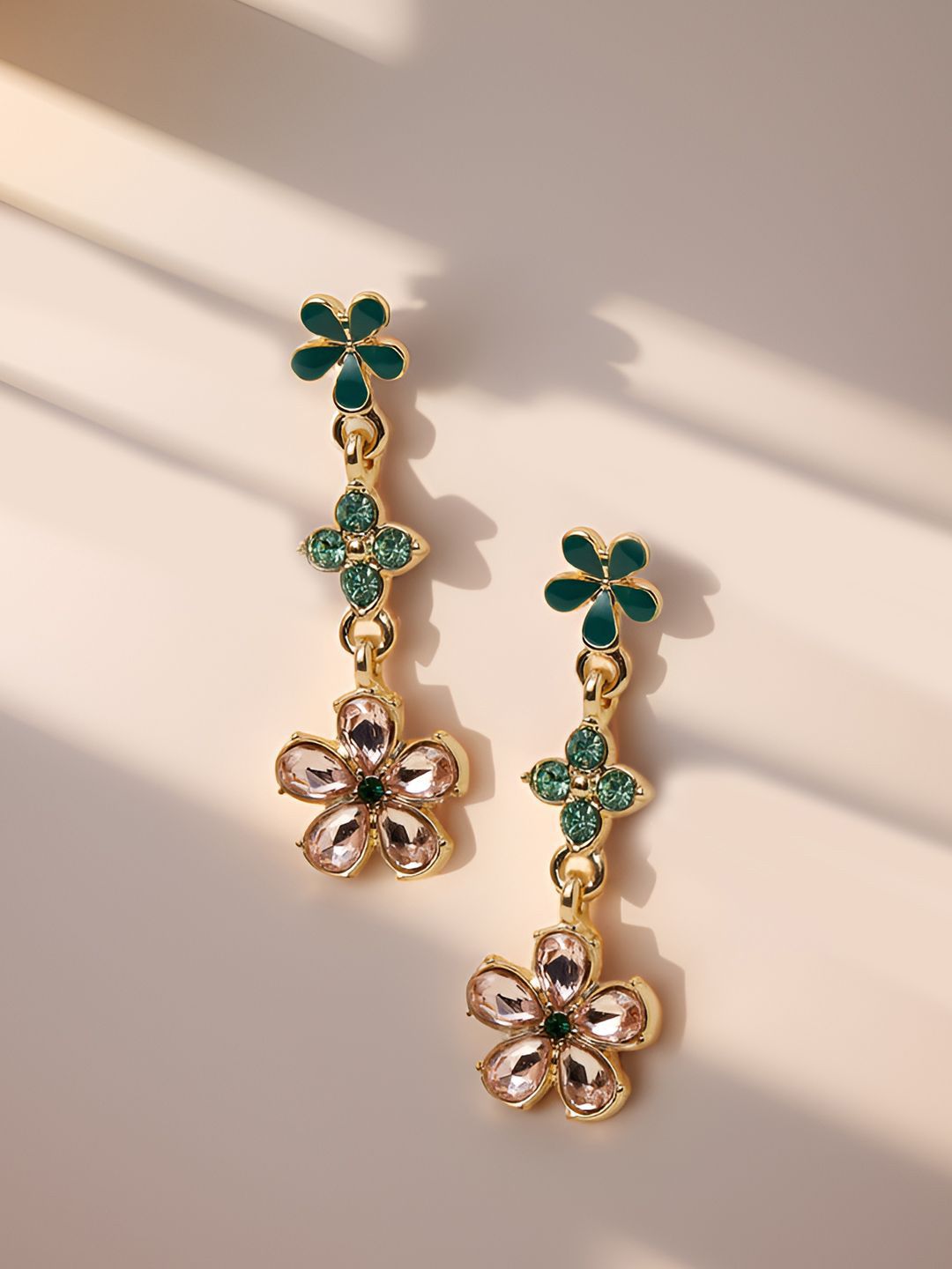 Buy Accessorize Crystals Studded Floral Shaped Drop Earrings -  - Accessories for Women