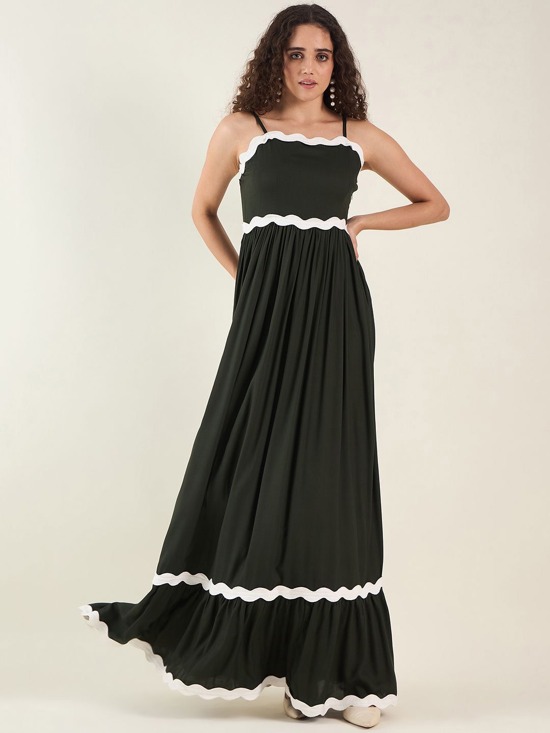 aayu Women Shoulder Straps Fit and Flare Maxi Dress