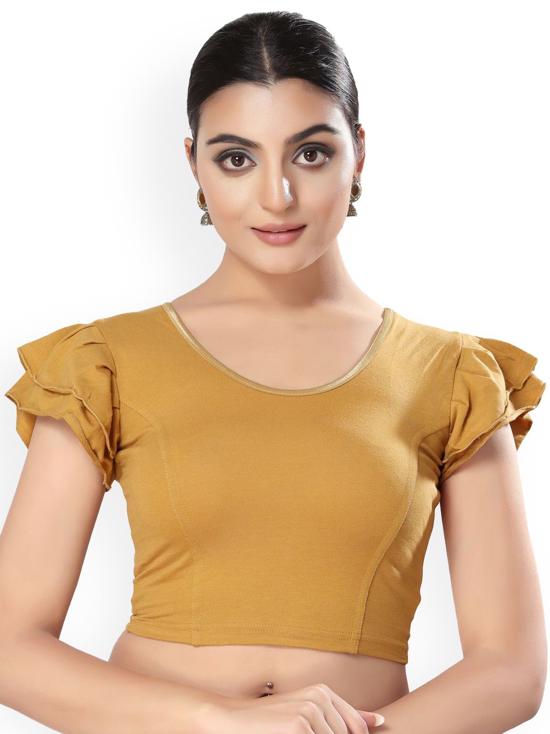 VAMAS - THE DESIGNER BLOUSES Round Neck Non-Padded Stretchable Readymade Saree Blouse