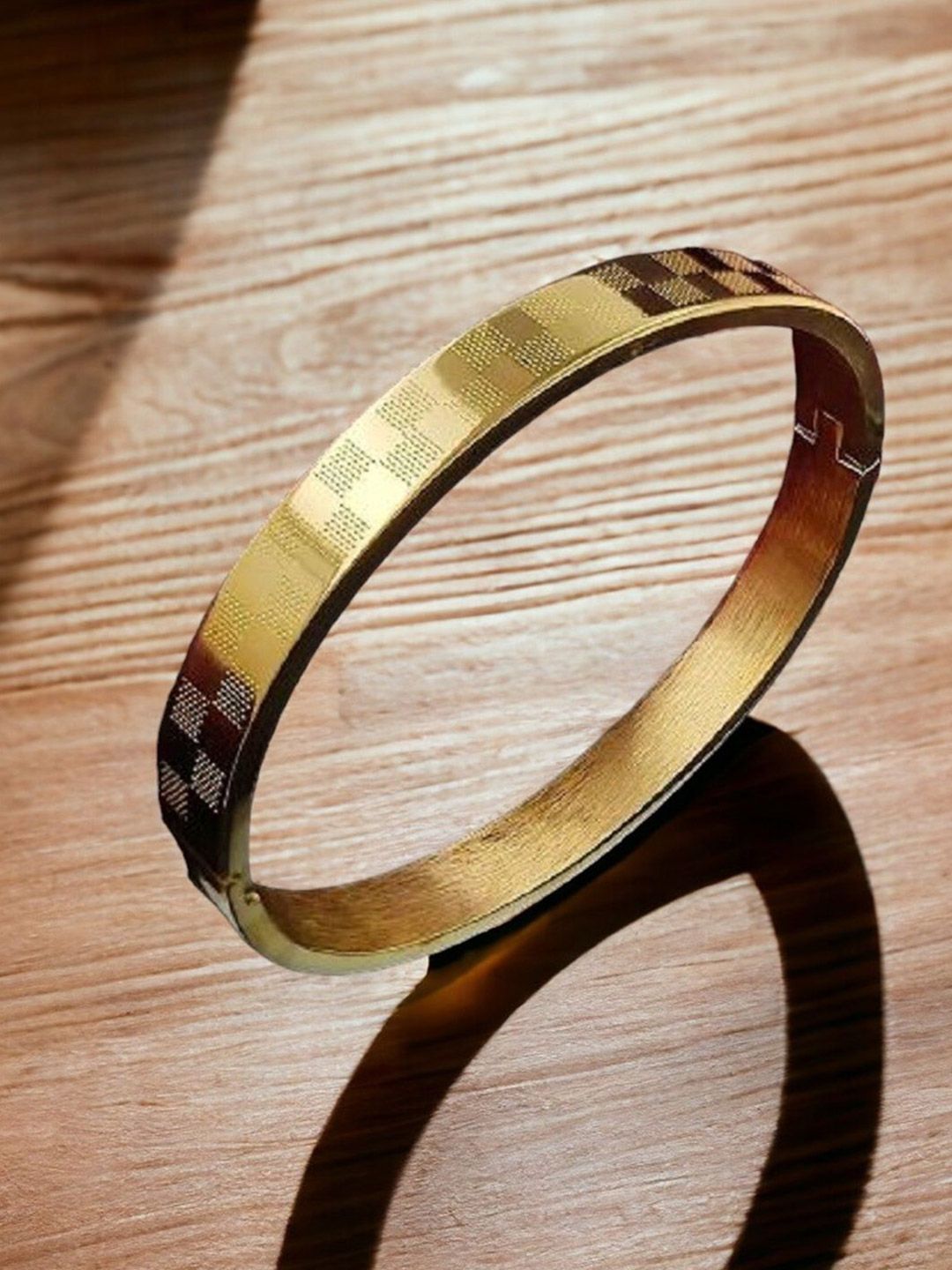 SZN Gold-Plated Stainless Steel Enamelled Kada Bracelet