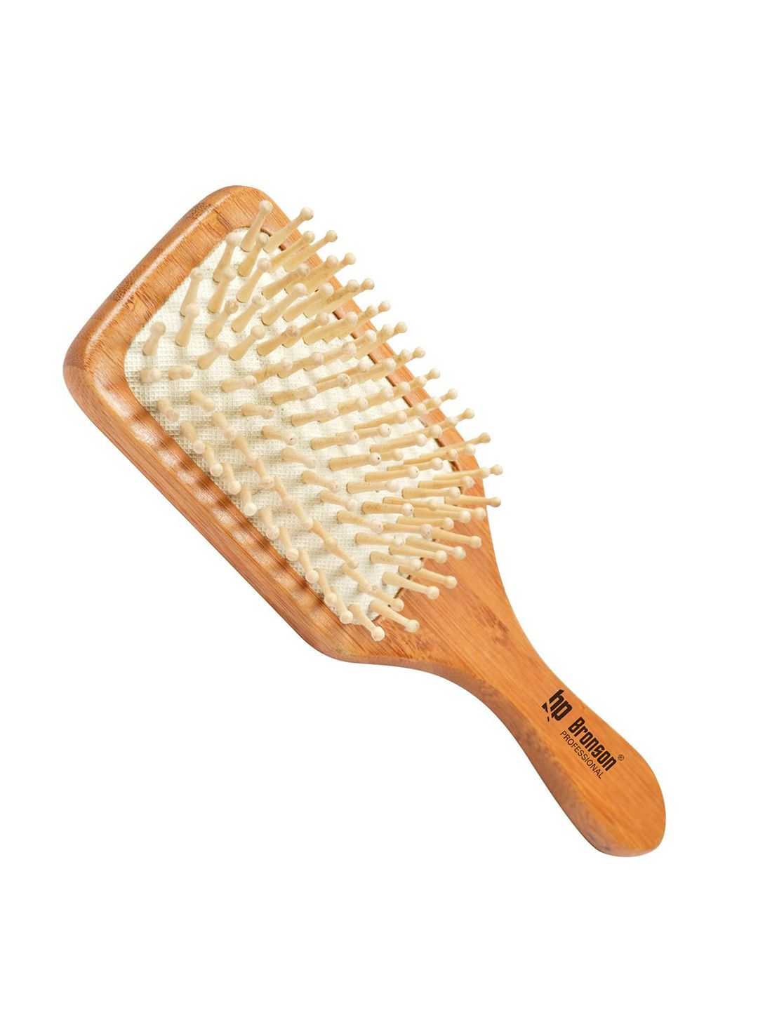 Bronson Professional Wooden Paddle Hair Brush with Bamboo Wood Bristles - Tan Brown