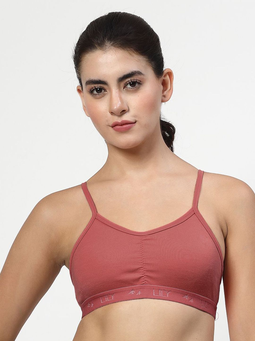 LILY Solid Full Coverage Non Padded Non-Wired Workout Bra