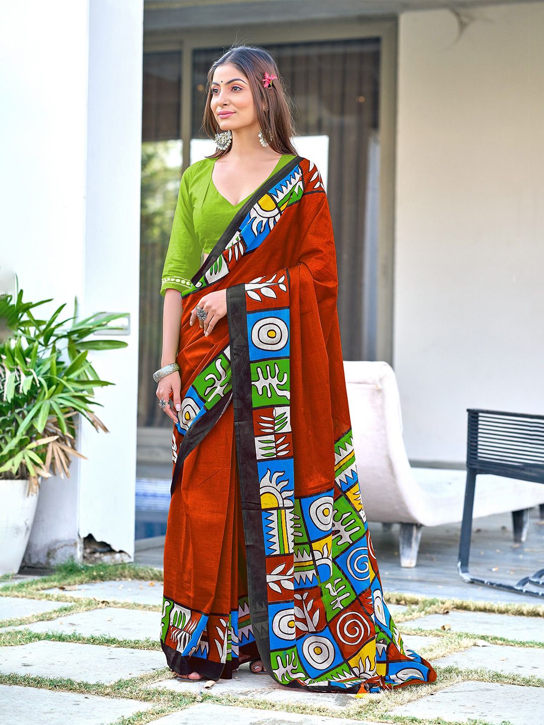 Munir Printed Pure Cotton Bagru Saree