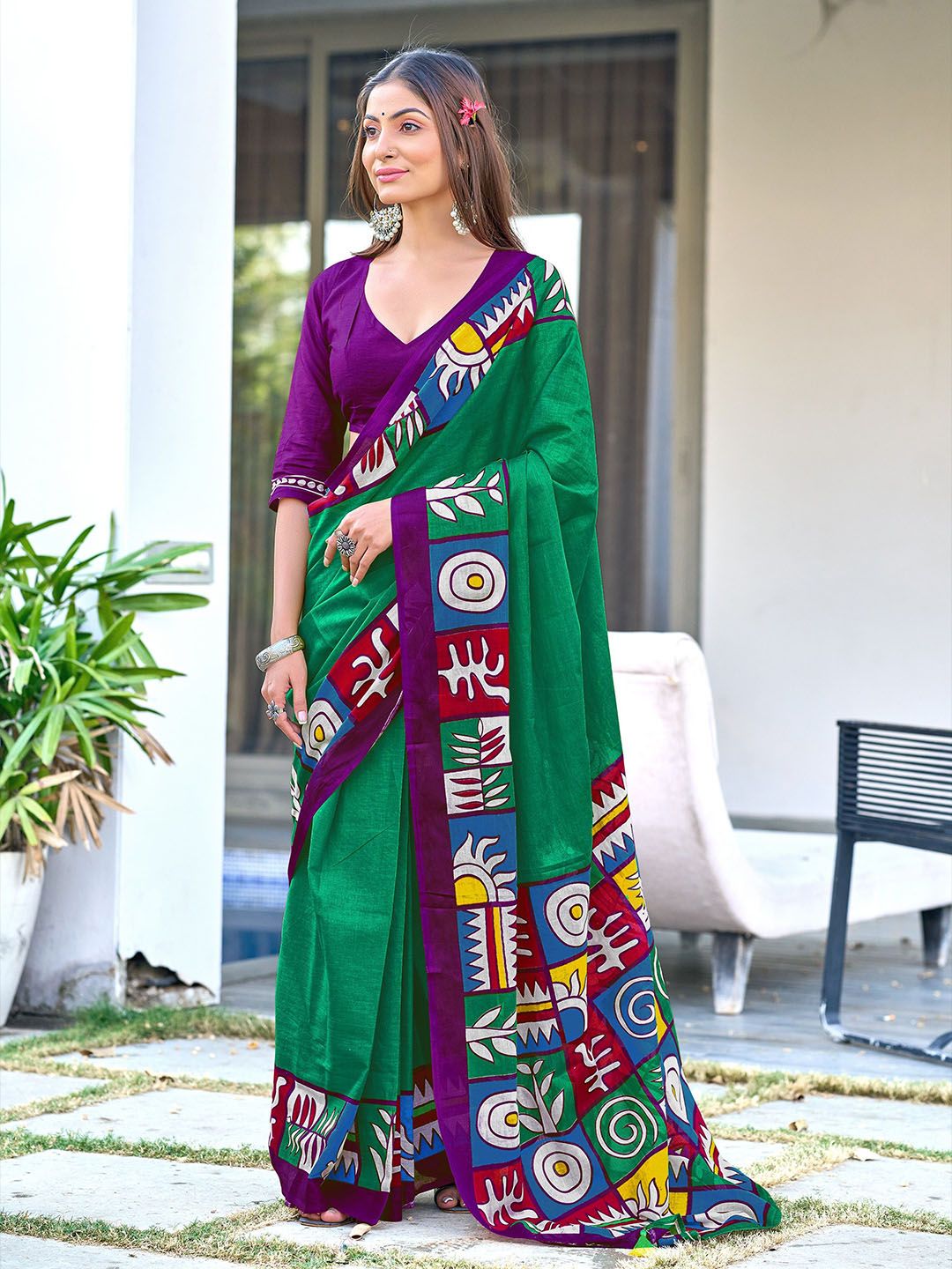 Munir Block Print Pure Cotton Saree