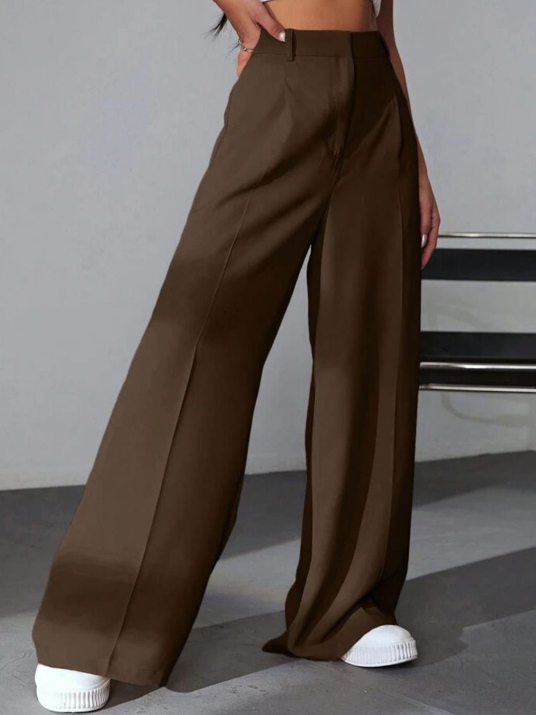 Next One Women Smart High-Rise Easy Wash Pleated Trousers