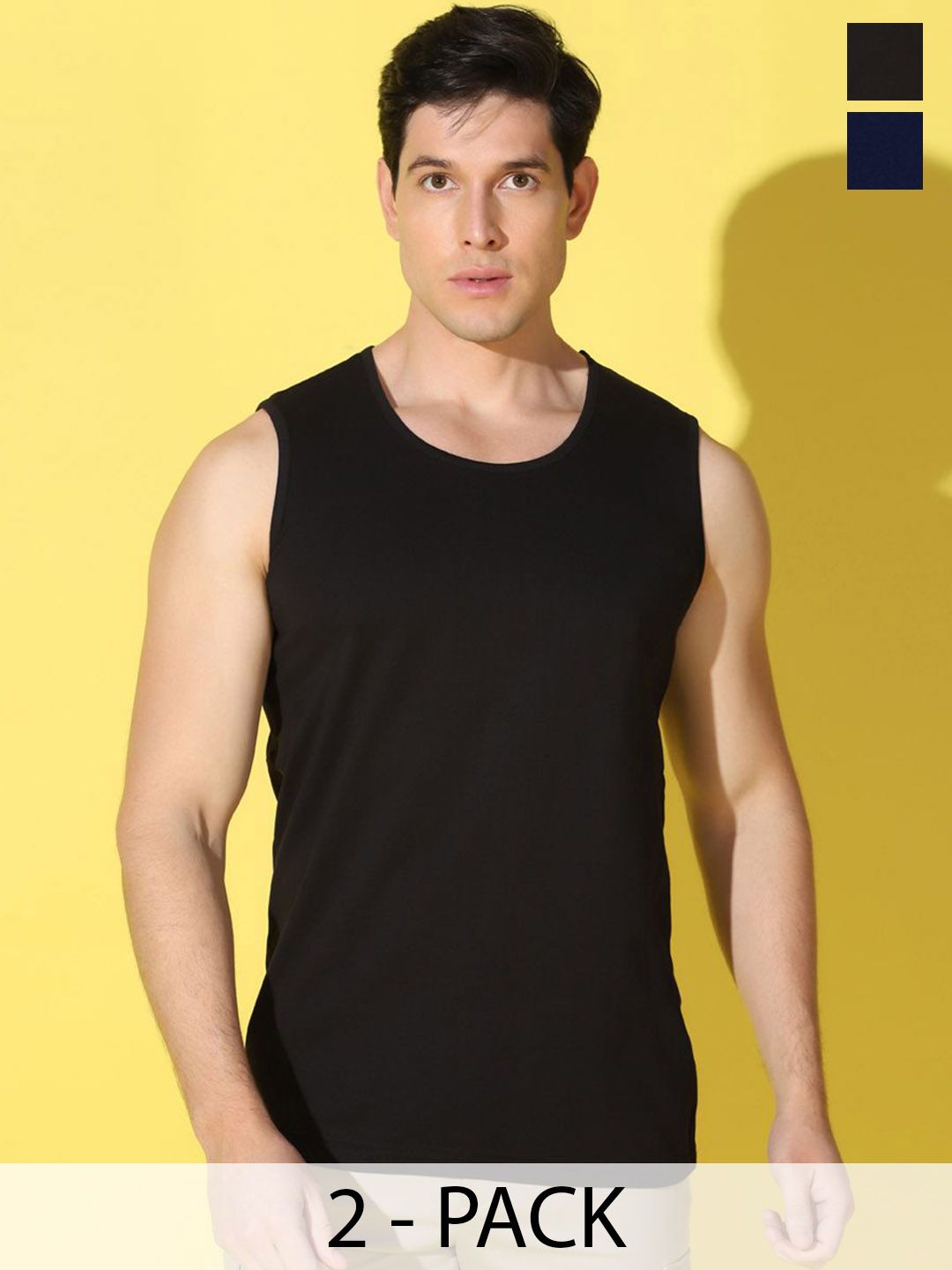 WOOSTRO Pack Of 2 Printed Super Combed Cotton Antimicrobial Gym Vests