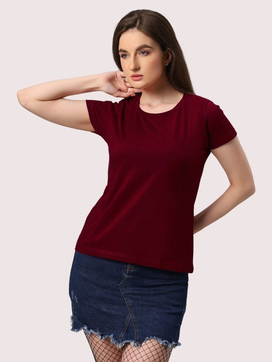 URBANICE Women Solid Round Neck Cotton T-shirt