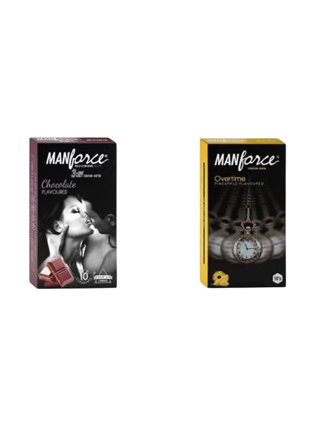 Manforce Set Of 2 Make Out Wild Chocolate Condom & Overtime Pineapple Condom - 10Pcs each