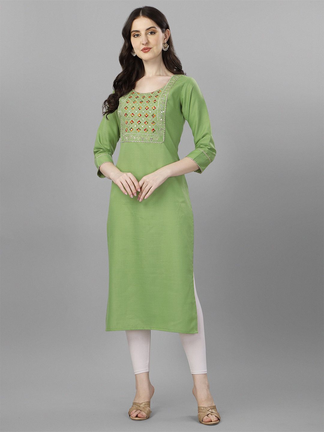 Milastru Ethnic Motifs Yoke Design Sequinned Kurta