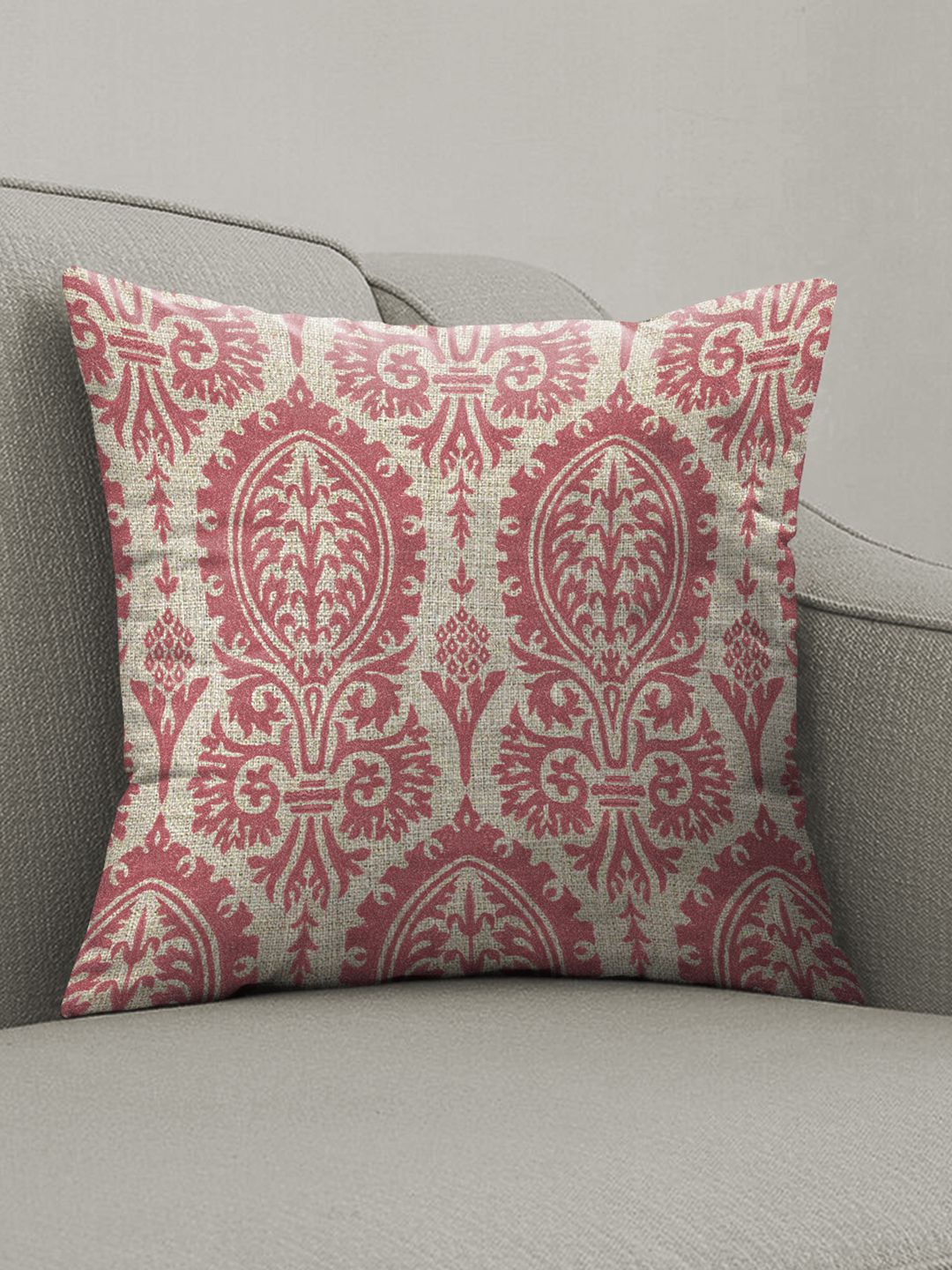 CASABLEU Rose Ethnic Motifs Polyester Silk Washable 2 Piece Square Cushion Covers -16x16In