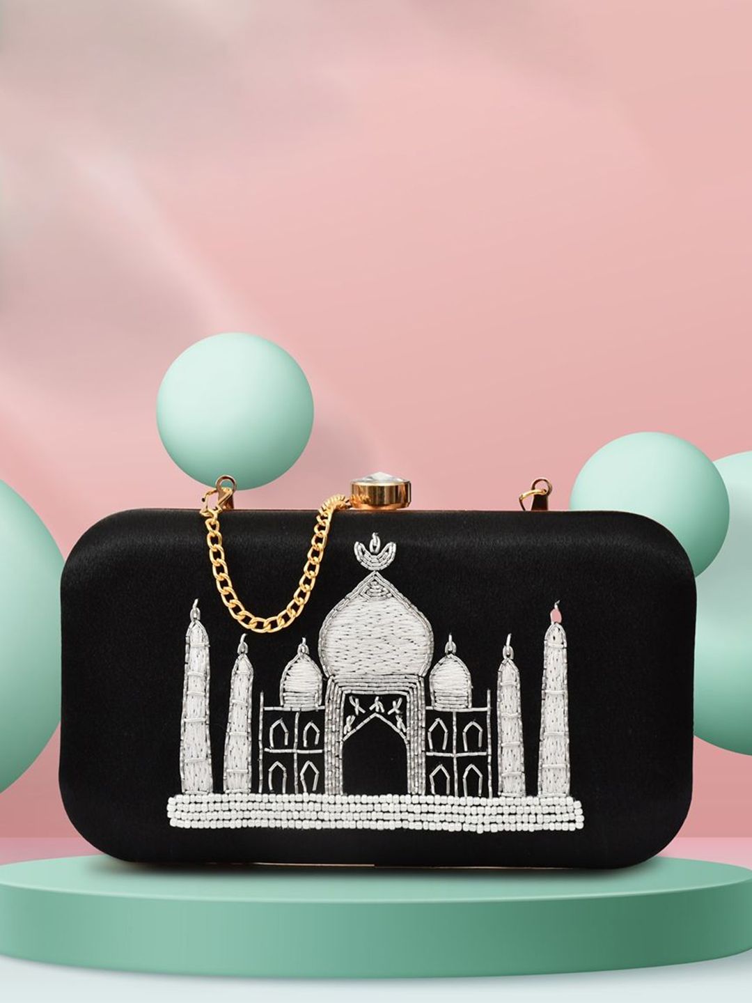 FOR THE BEAUTIFUL YOU Embroidered Box Clutch
