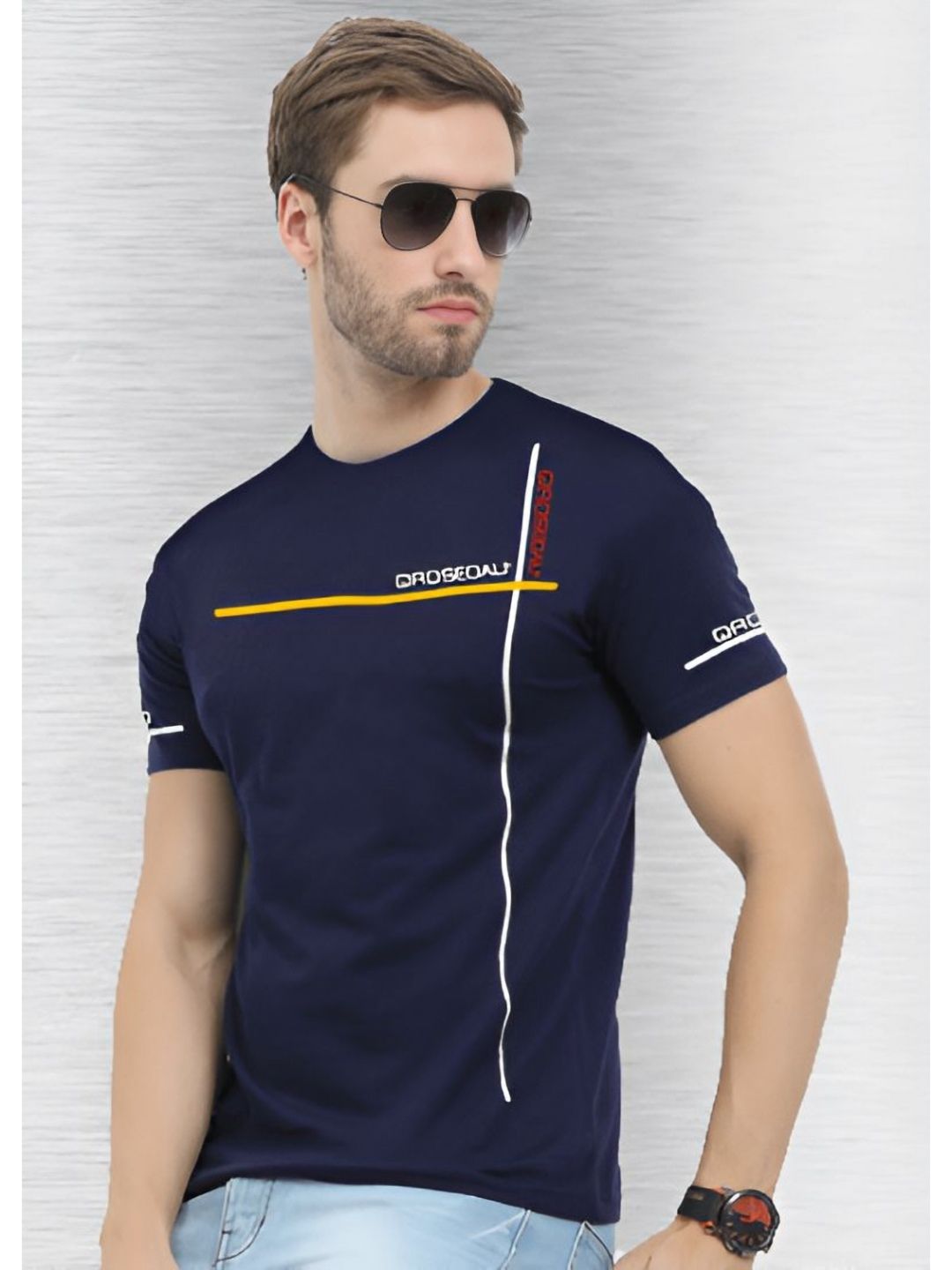 REYA Men Printed Applique T-shirt