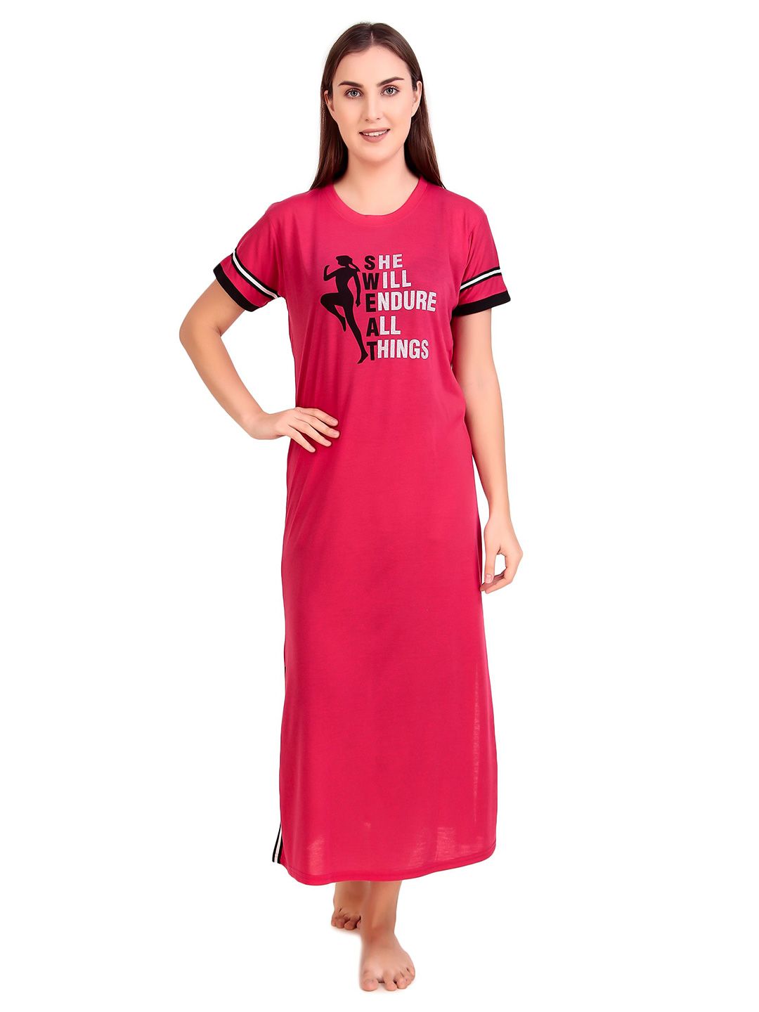 OVIDA Typography Printed Maxi Nightdress