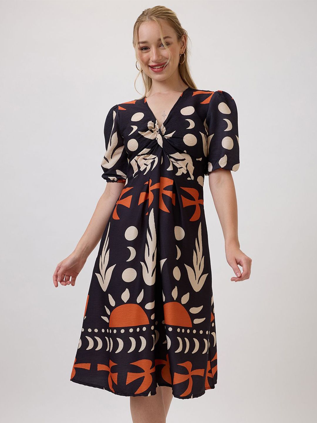 Amarasha Floral Print Crepe A-Line Maxi Dress