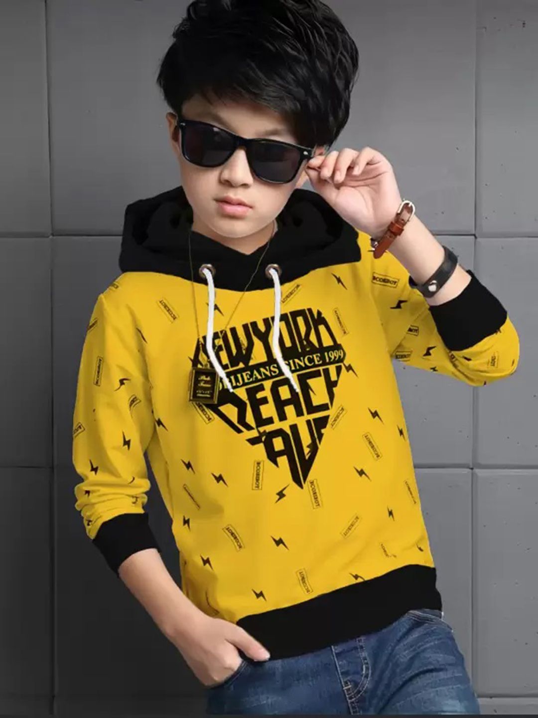 TICOSS Boys Typography Printed Hooded T-shirt