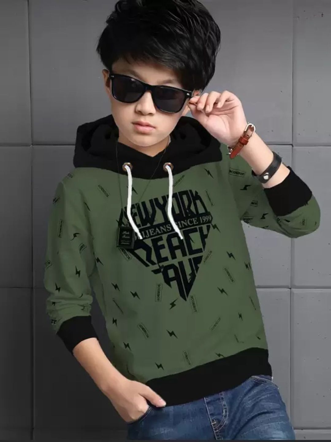 TICOSS Boys Typography Printed Hooded T-shirt