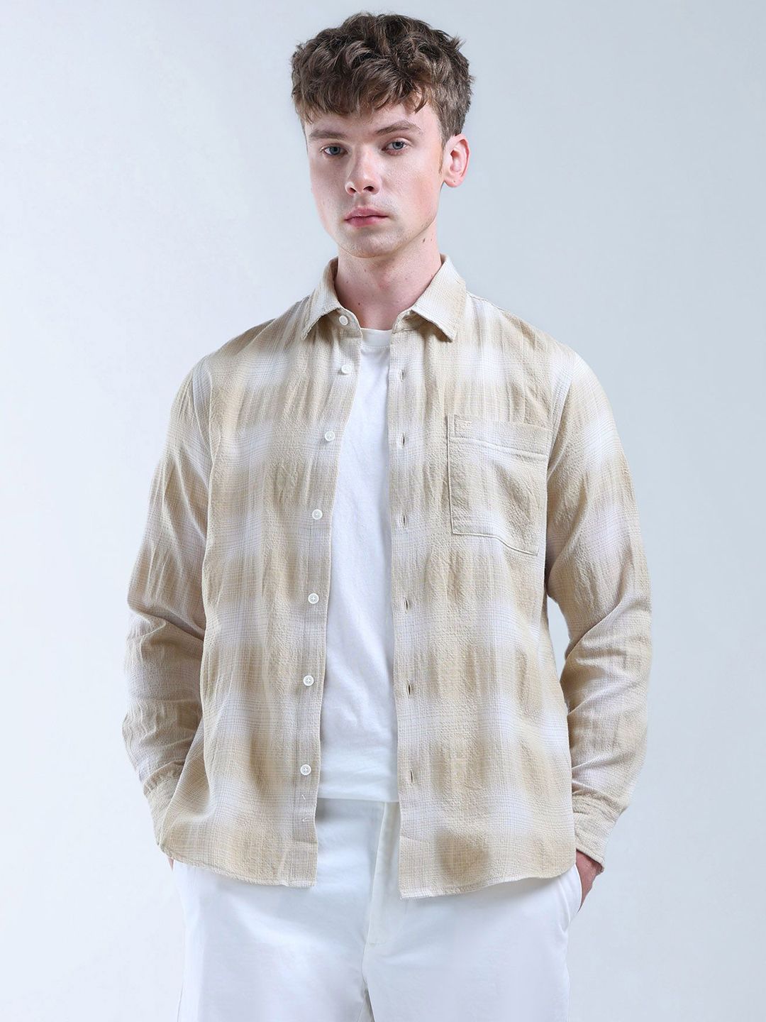 Flying Machine Men Classic Opaque Checked Casual Shirt