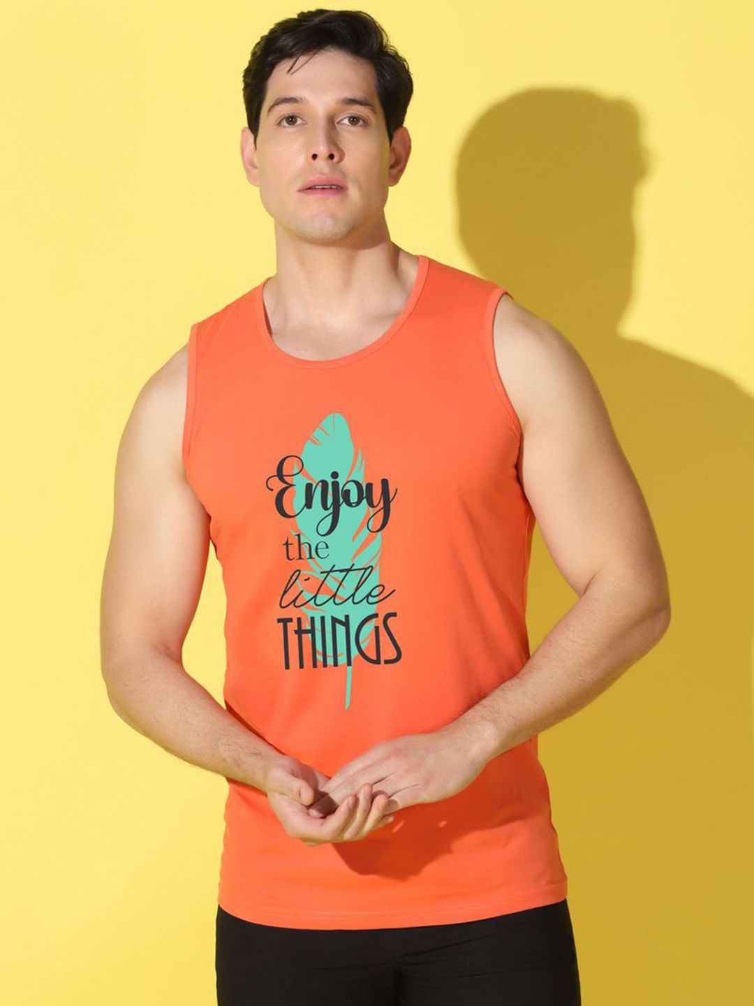 WOOSTRO Printed Gym Innerwear Vest VWS26 ENJOY ORANGE