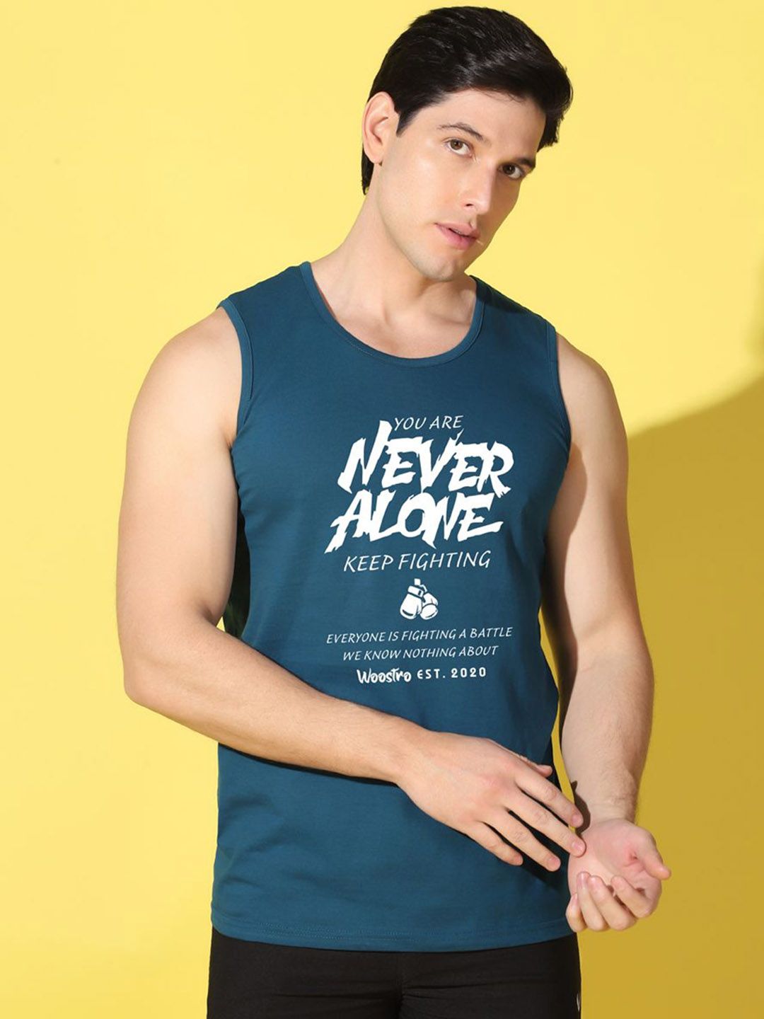 WOOSTRO Printed Gym Innerwear Vest VWS26 ALONE PEACOCK