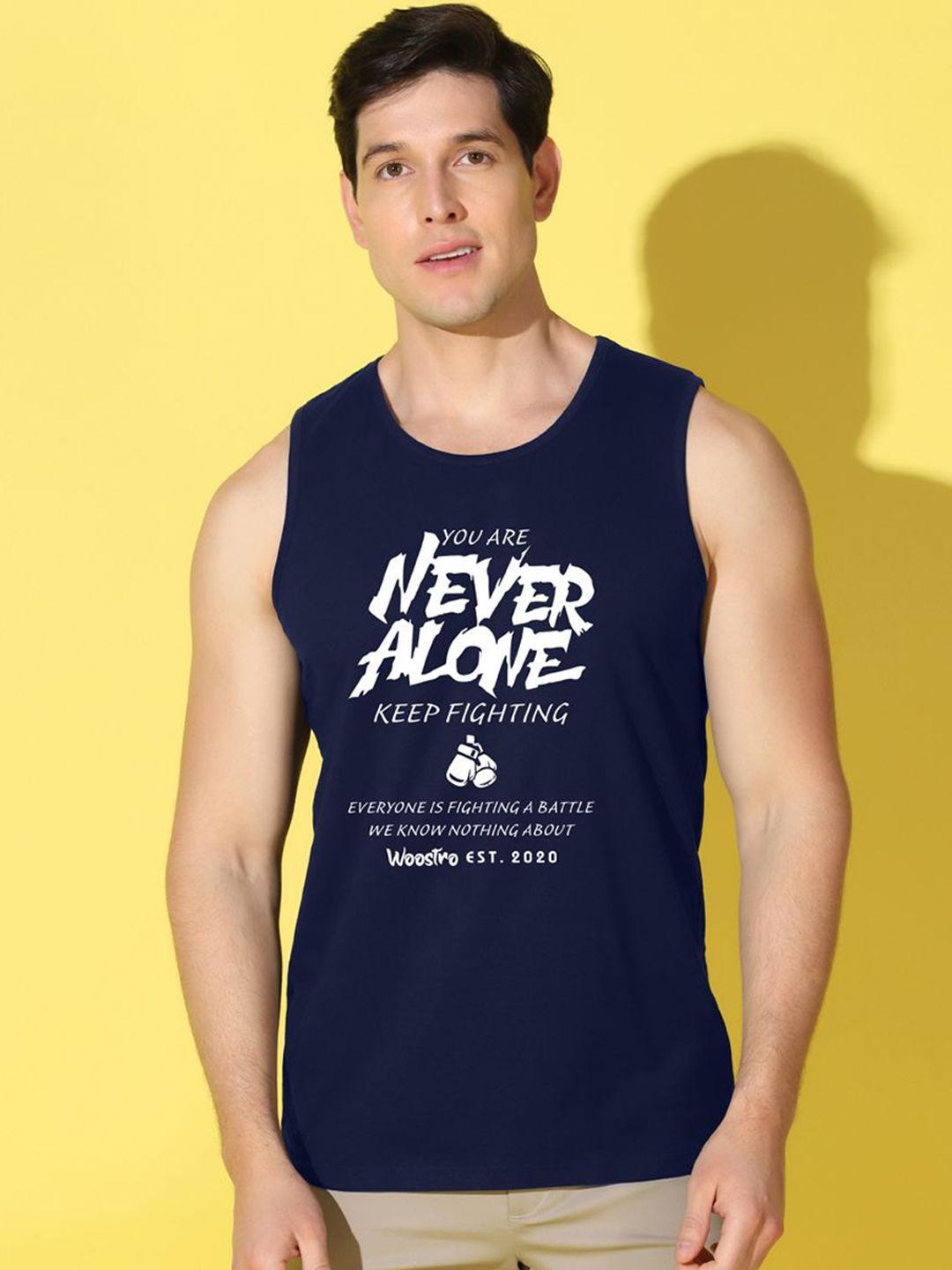 WOOSTRO Printed Gym Innerwear Vest VWS26 ALONE NAVY
