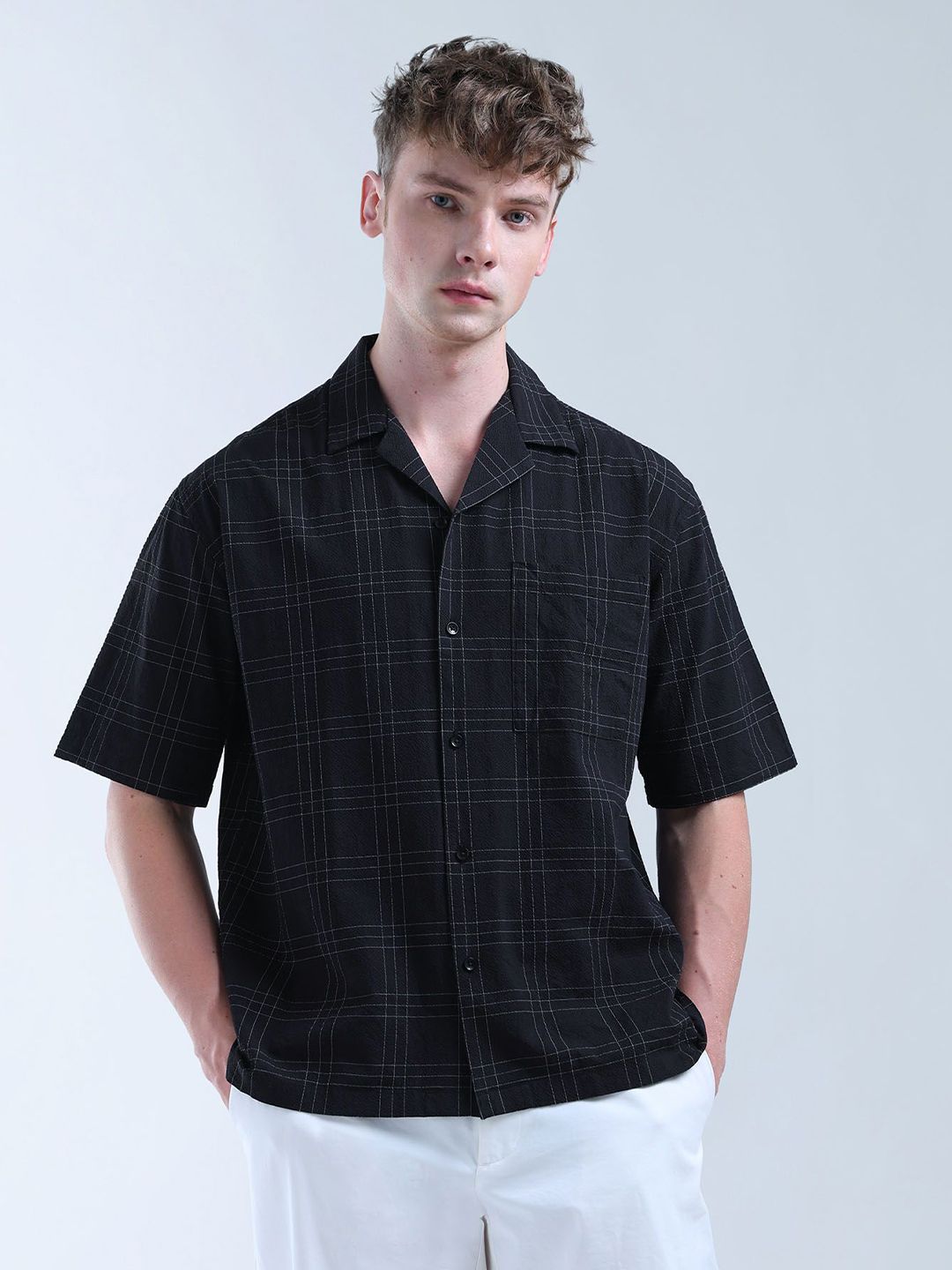 Flying Machine Men Relaxed Opaque Checked Casual Shirt