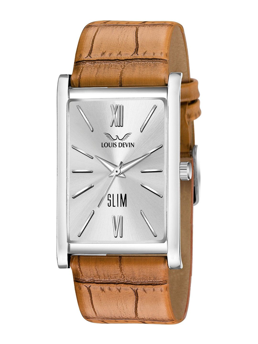 LOUIS DEVIN Men Brass Dial & Straps Analogue Watch LD-WT052-SLV-BRW