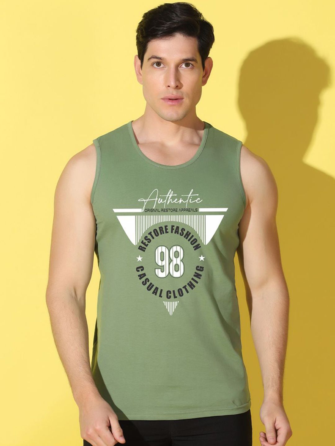 WOOSTRO Printed Gym Innerwear Vest VWS26 98 LGTGREEN