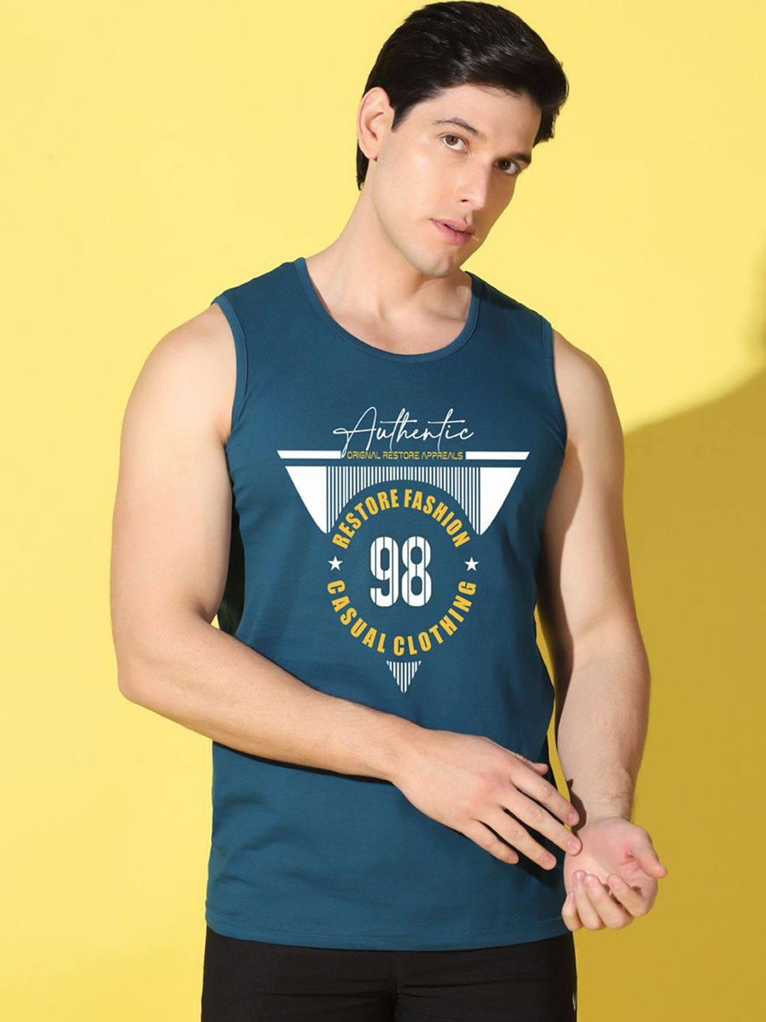 WOOSTRO Printed Gym Innerwear Vest VWS26 98 PEACOCK