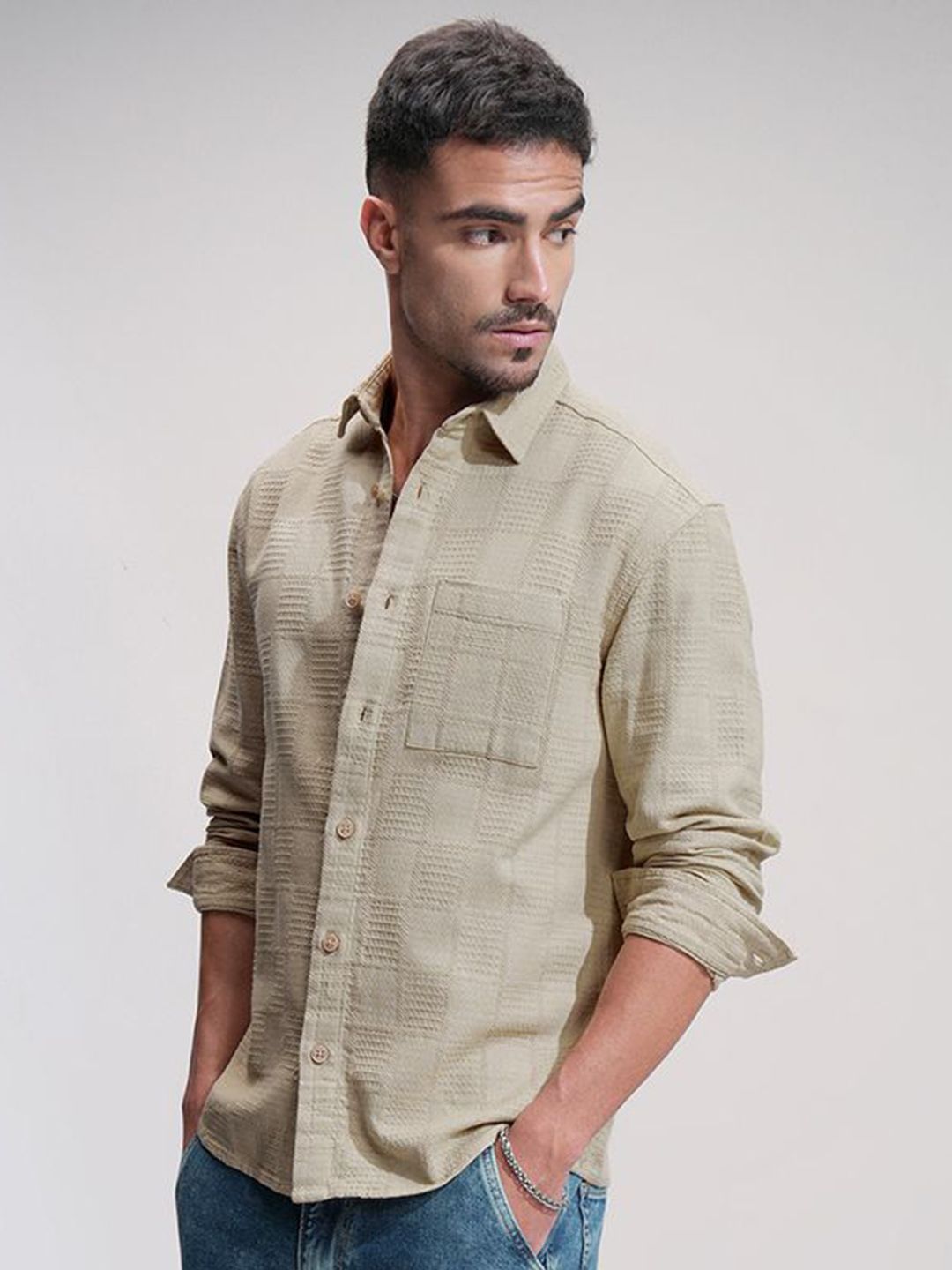HIGHLANDER Men Comfort Opaque Casual Relaxed Fit Shirt