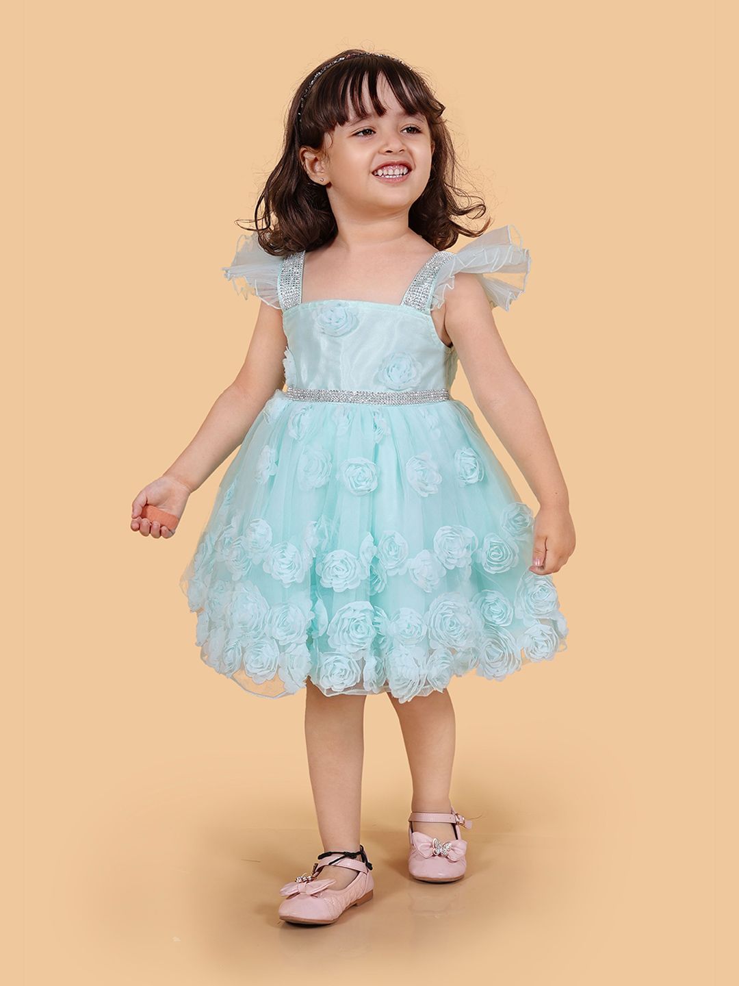 Titrit Floral Net Fit & Flare Dress