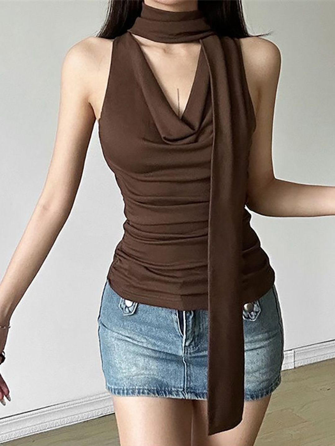 StyleCast x Revolte Cowl Neck Ruched Top