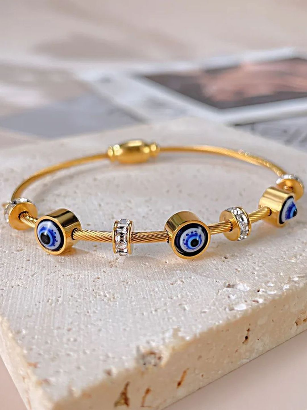Buy Estailo Fashion Alloy Gold Plated Artificial Stones Studded Cuff Bracelet -  - Accessories for Women