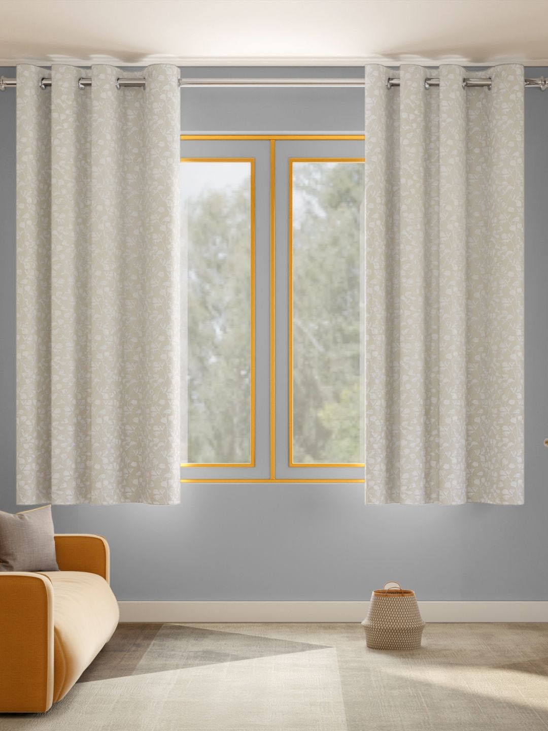 Buy Haus & Kinder Ginkgo Serenity Off White 2 Pieces Embroidered Room Darkening Window Curtain -  - Home for Unisex