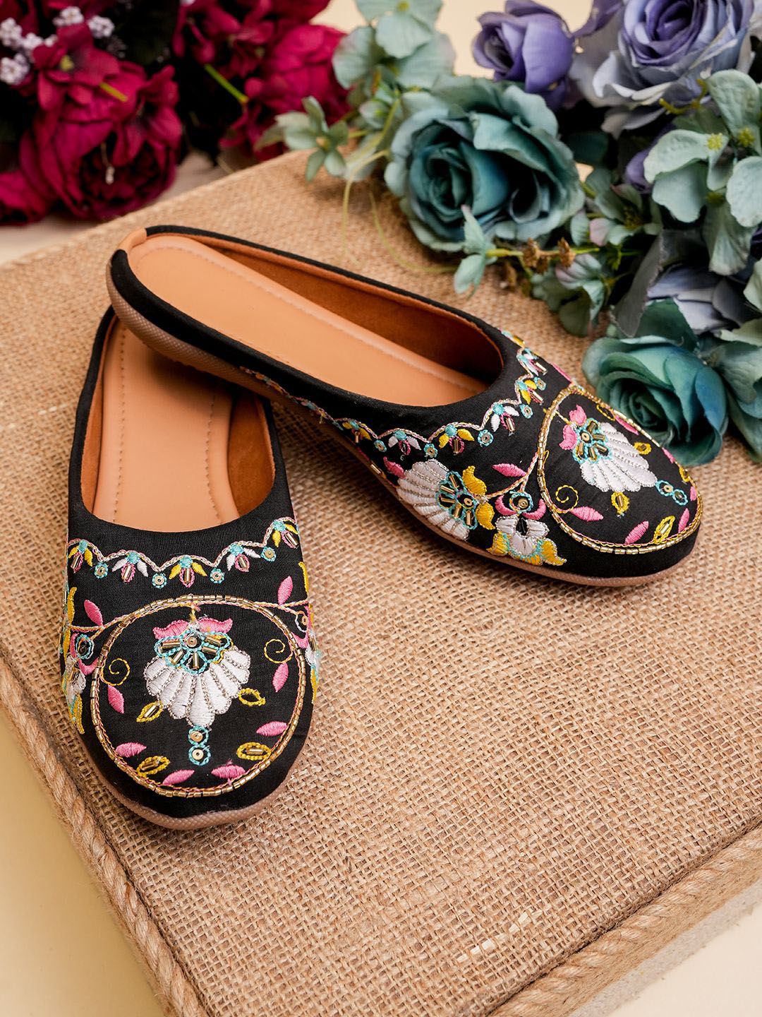 NYTY20 Women Embellished Mules Flats