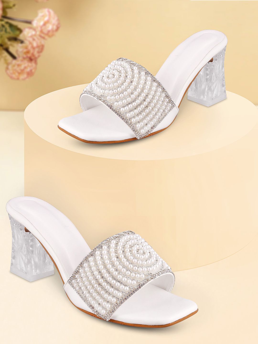 HUNYZA FOOTWEAR Women Embellished Party Block Sandals