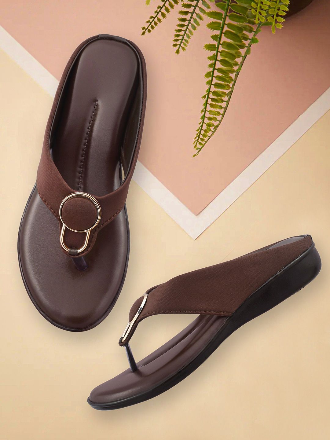 HUNYZA FOOTWEAR Women No Back Strap T-Strap Flats