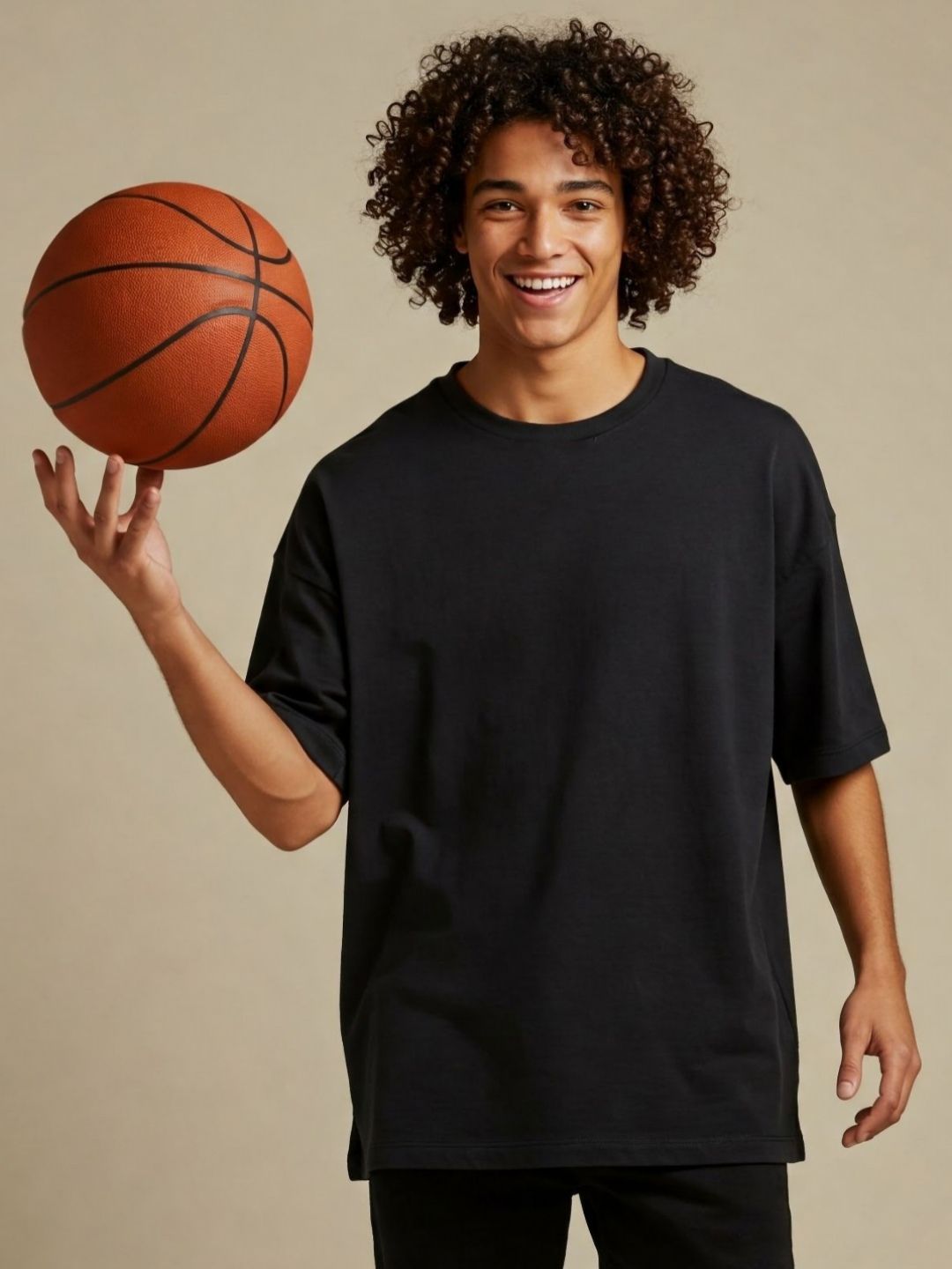 SMAN Men Oversized Round Neck Cotton T-shirt