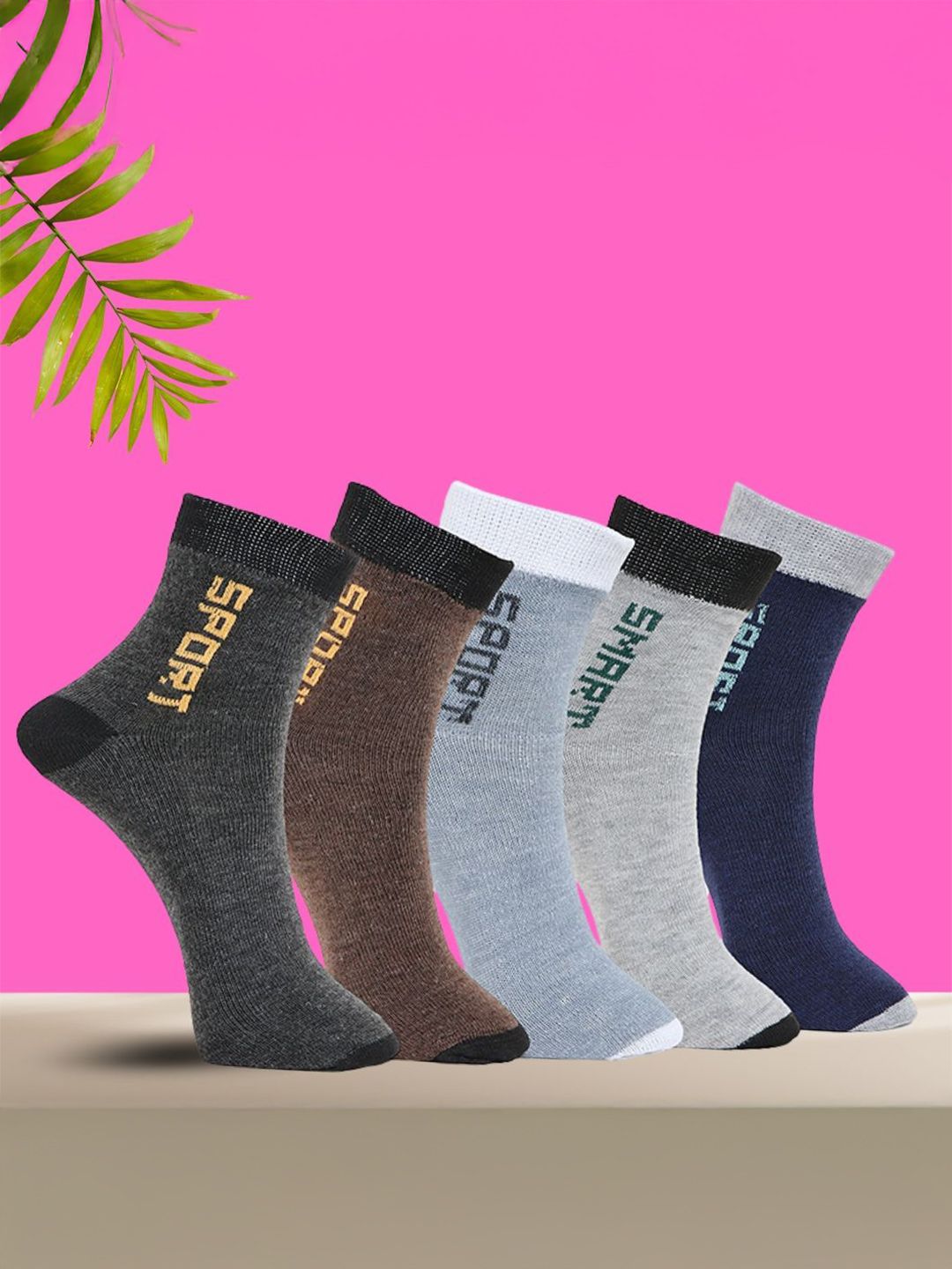 MJE Pack Of 5 Printed Mid Rise Ankle Length Socks