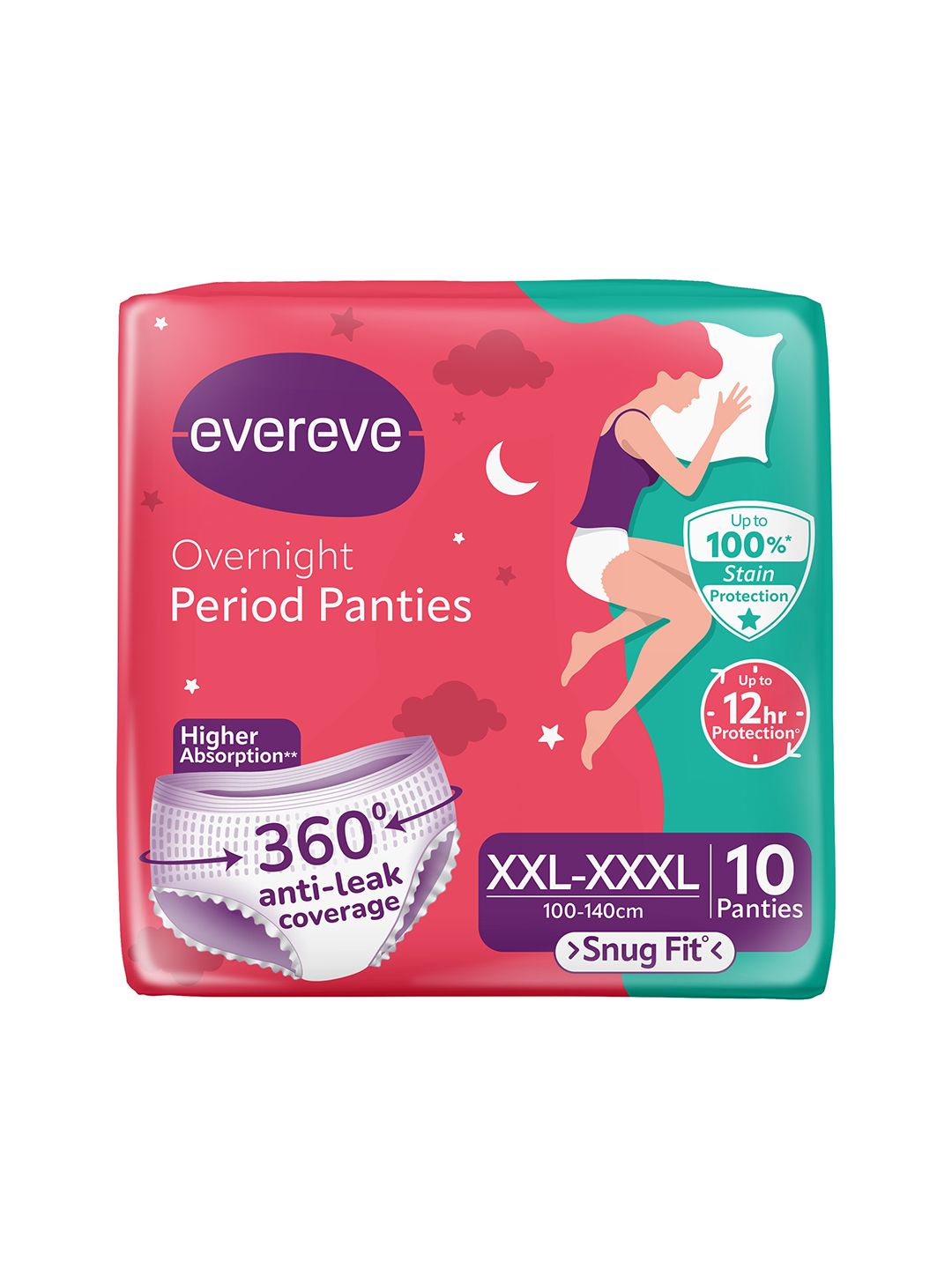 Evereve Period Panty XXL-XXXL with High Absorbency & 0% Leaks - 10 Pcs
