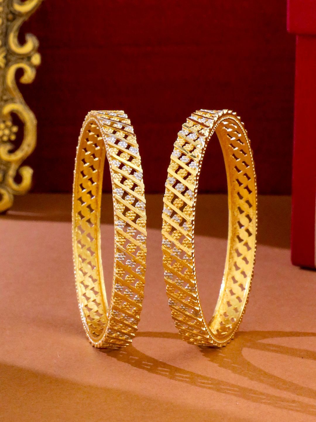 Buy NVR Women Set Of 2 Gold Plated Traditional Bangles -  - Accessories for Women
