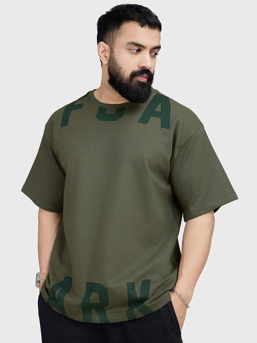 FUAARK Unisex Typography Printed Moisture Wicking Cotton Oversized T-shirt
