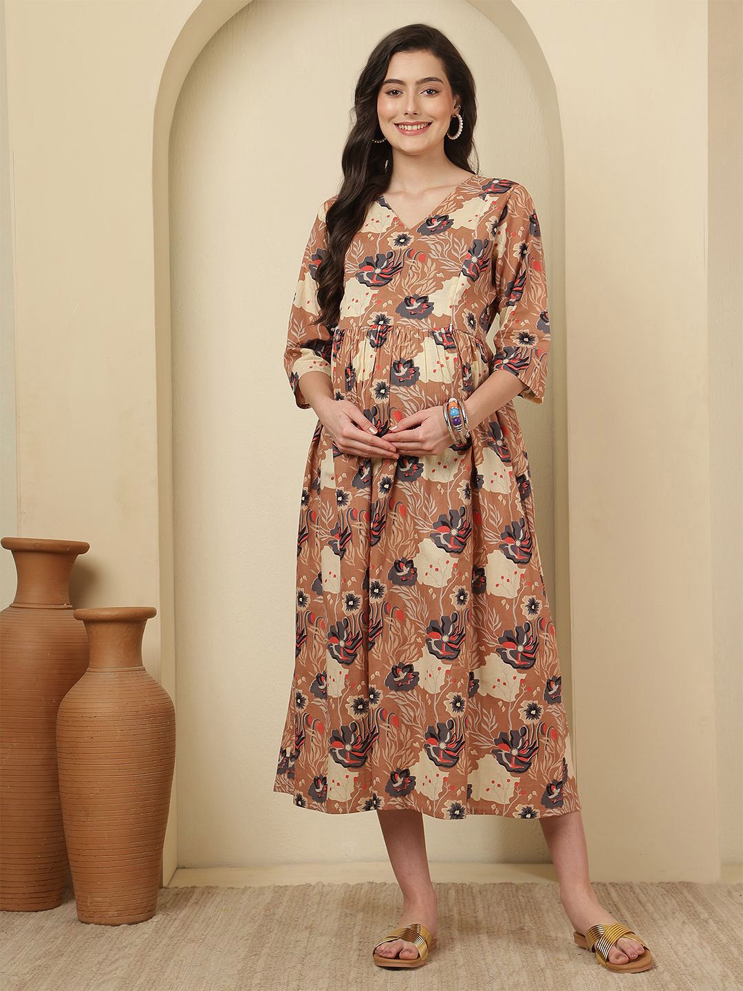 Nayo Women 1 Floral Printed Belted Maxi Dress