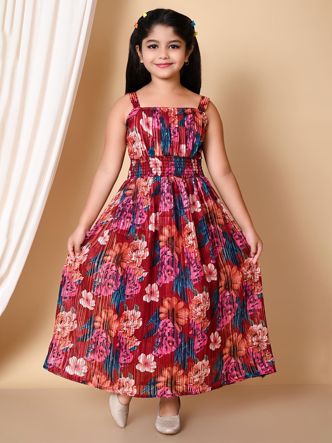 NATIONAL LEBASH Girls Floral Chiffon A-Line Maxi Dress