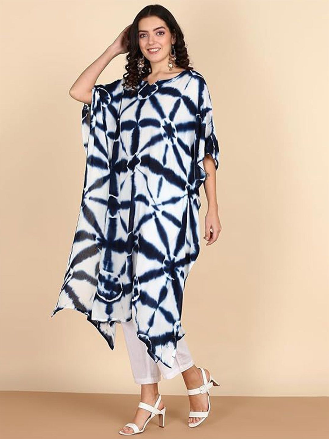 CORSICA Women  Dyed Crepe Kaftan Kurta