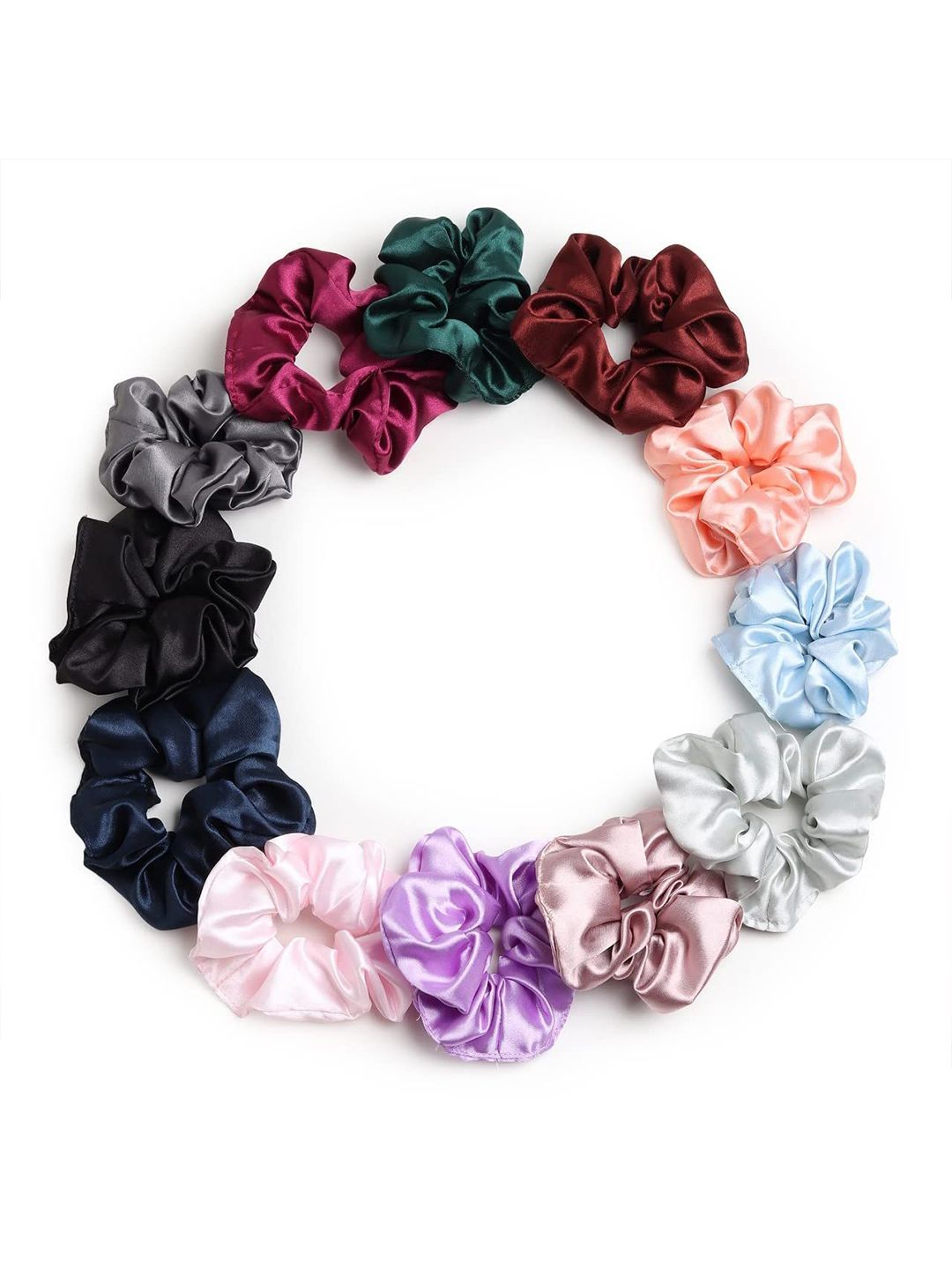 MILEY Set of 12 Satin Scrunchies